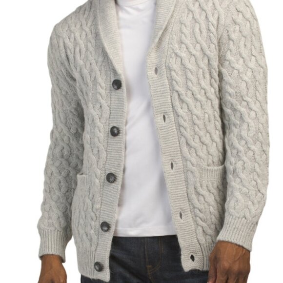 NEW PAOLO MONDO Made In Italy Knit Shawl Collar Cardigan grey for men 563tn - Picture 1 of 4